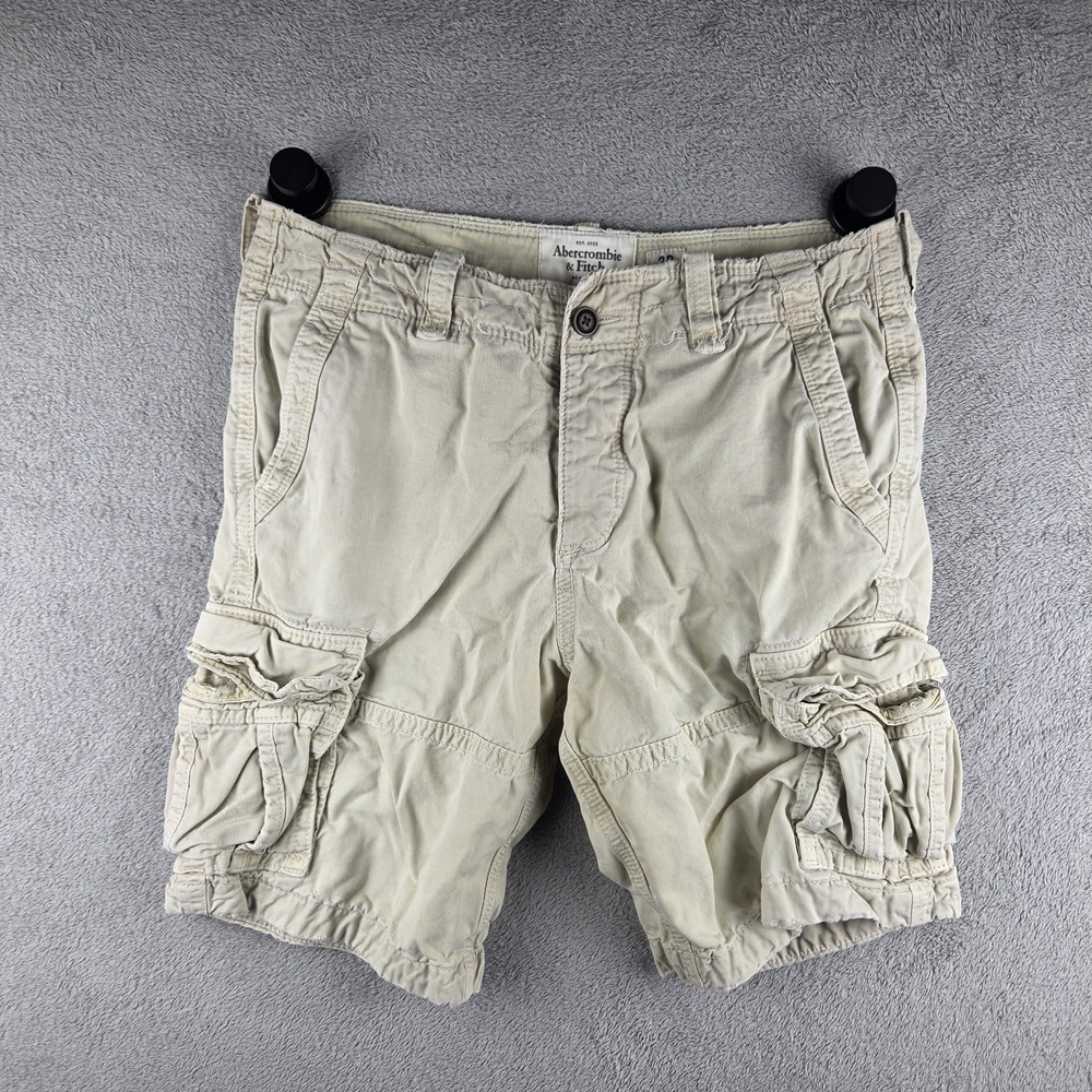 Vintage Y2K Abercrombie & Fitch Khaki Heavy Canvas Cargo Shorts 32 Frat Beach